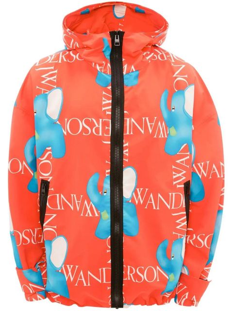 JW Anderson elephant-print oversized hooded jacket - Red - zdjęcie produktu nr 1