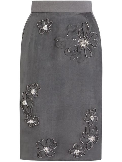 Dolce & Gabbana floral-appliqué midi skirt - Grey - zdjęcie produktu nr 1