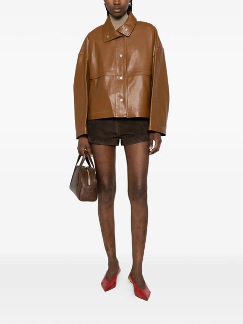 Nour Hammour Park leather collar jacket - Brown - zdjęcie produktu nr 2