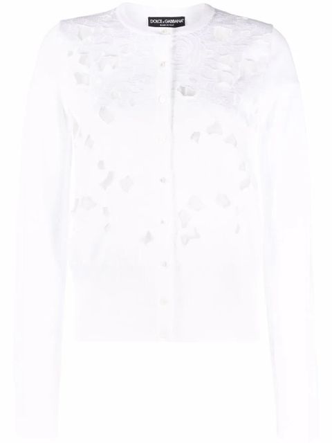 Dolce & Gabbana floral-embroidery openwork cardigan - White - zdjęcie produktu nr 1
