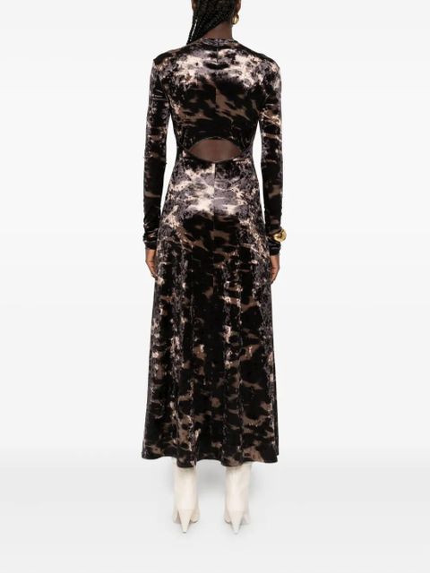 Nanushka long-sleeved tie-dye velvet dress - Brown