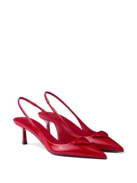 Prada 55mm triangle-logo slingback heeled pumps - Red