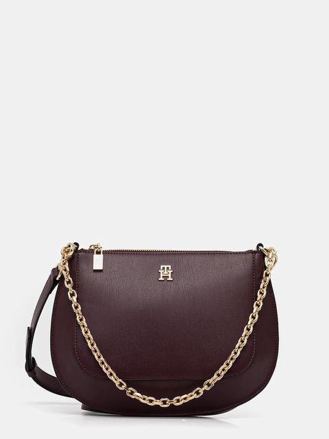 Tommy Hilfiger torebka skórzana kolor bordowy AW0AW18143 - zdjęcie produktu nr 1