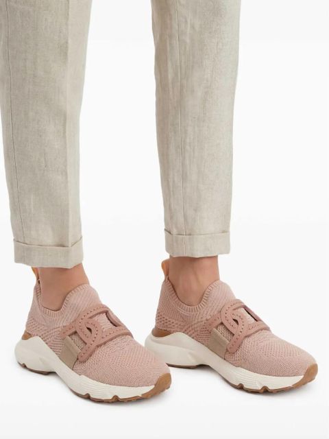 Tod's chain-embellished woven sneakers - Pink