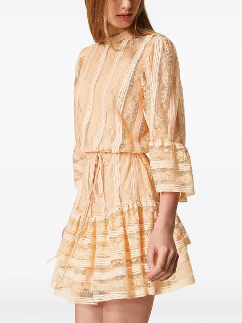 TWINSET striped lace dress - Pink