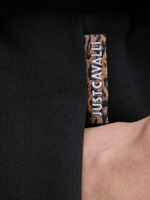 Just Cavalli szorty bawełniane damskie kolor czarny z aplikacją high waist 78PADE08 CF100