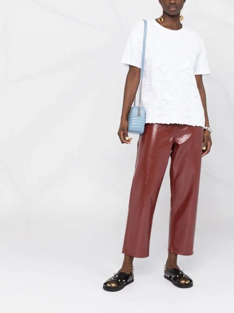 Valentino Garavani logo print lace-panel T-shirt - White