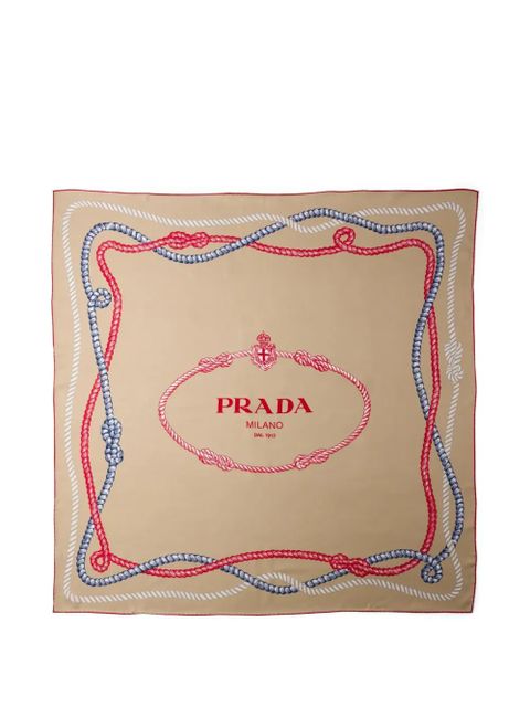 Prada ropes print logo scarf - Neutrals - zdjęcie produktu nr 1