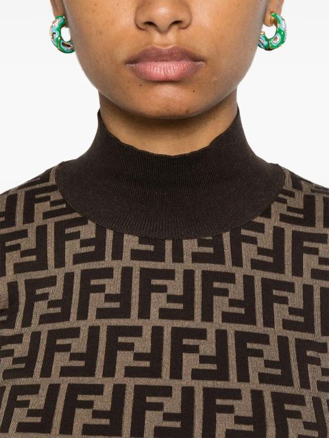 FENDI FF-jacquard sweater - Brown