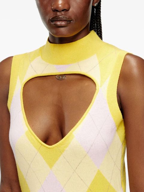 Diesel M-Romko-Sl cutout-neckline wool vest - Yellow