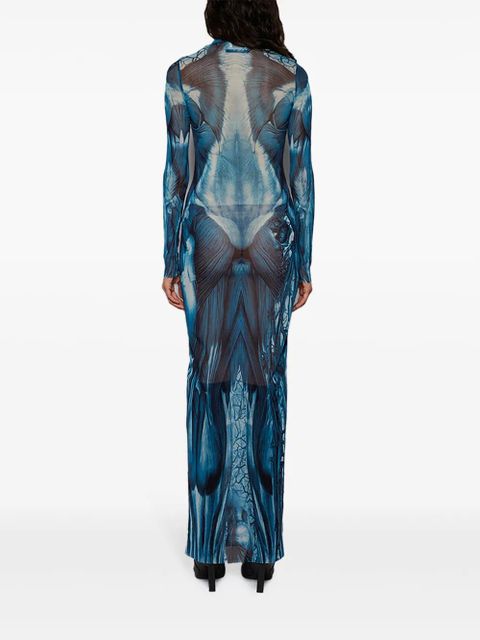 Jean Paul Gaultier Écorché-print dress - Blue
