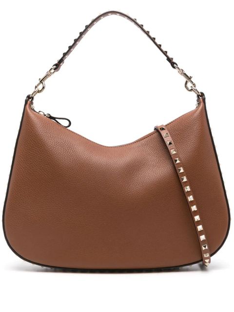 Valentino Garavani Rockstud leather shoulder bag - Brown