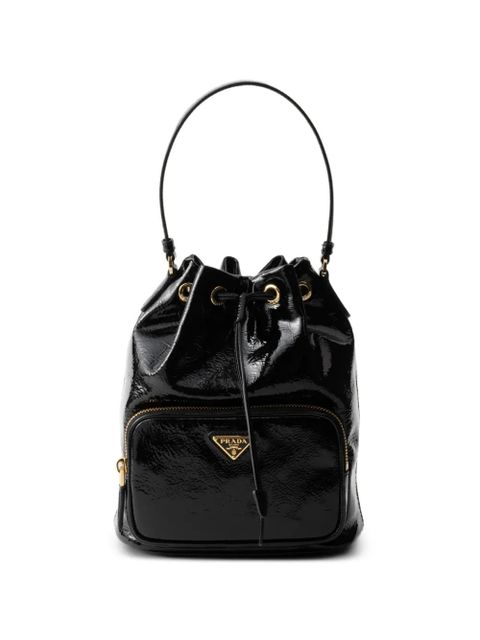 Prada Duet patent leather bucket bag - Black - zdjęcie produktu nr 1