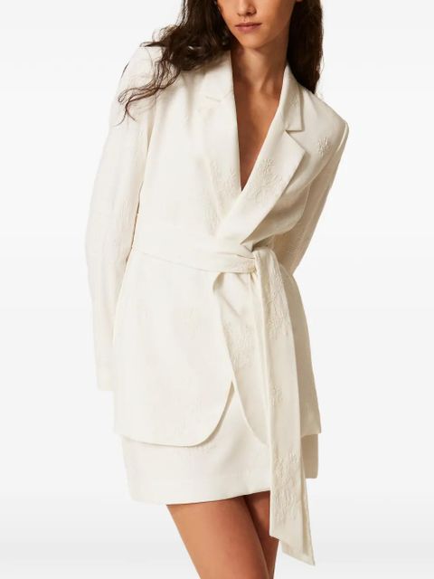 TWINSET embroidered belted blazer - White - zdjęcie produktu nr 2