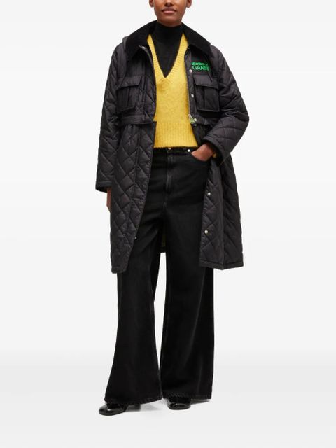 GANNI x Barbour quilted peplum coat - Black