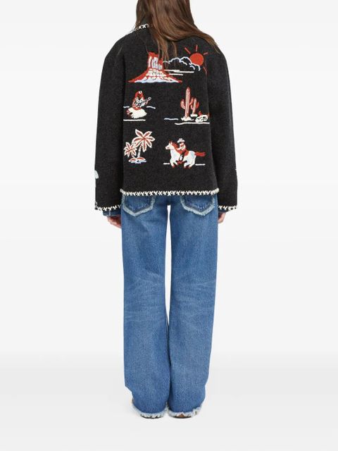 Alanui Remember Me embroidered palm-tree jacket - Grey