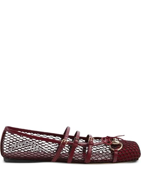 Gucci mesh-panel buckle ballet flats - Red - zdjęcie produktu nr 1