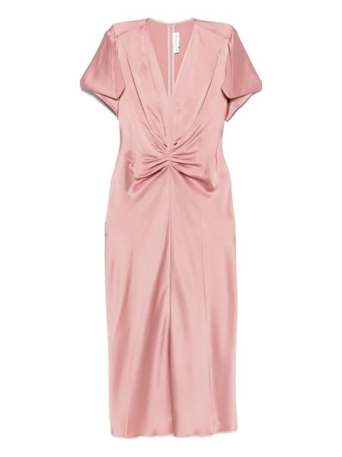 Victoria Beckham V-neck draped midi dress - Pink - zdjęcie produktu nr 1