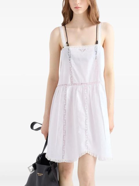 Prada logo-embroidered mini dress - White