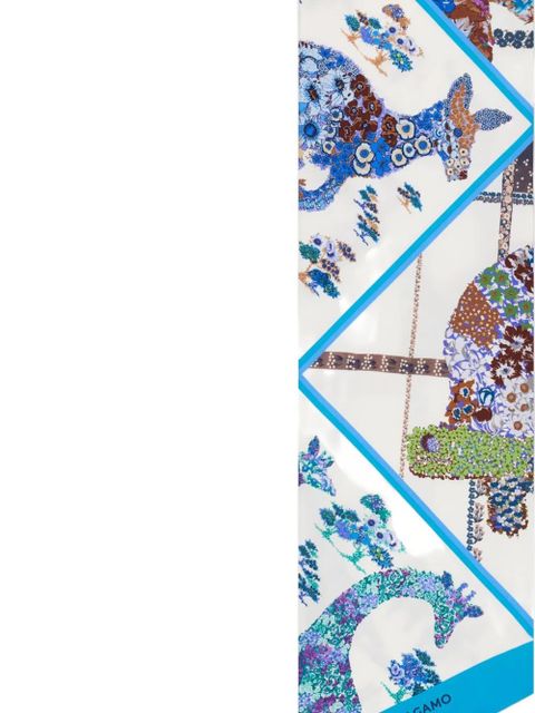 Ferragamo floral silk scarf - Blue - zdjęcie produktu nr 2