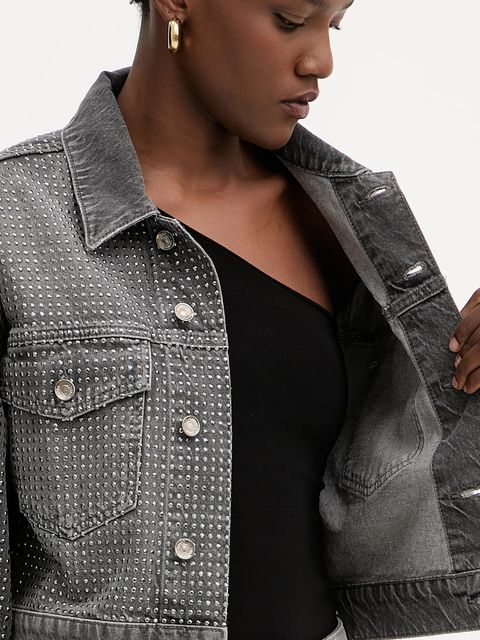 Liu Jo kurtka jeansowa kolor szary przejściowa oversize UF5088.D5020