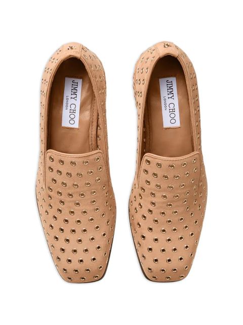 Jimmy Choo Eliot metal-eyelet heeled loafers - Neutrals
