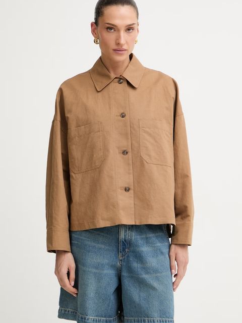 Weekend Max Mara kurtka koszulowa damska z lnem VETTURA - zdjęcie produktu nr 1