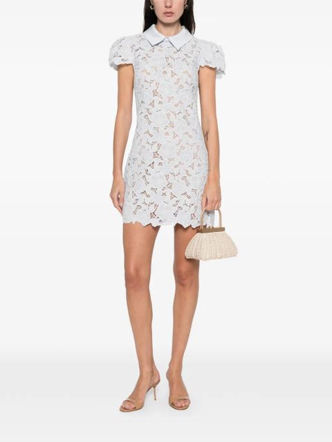 Self-Portrait floral lace dress - Blue