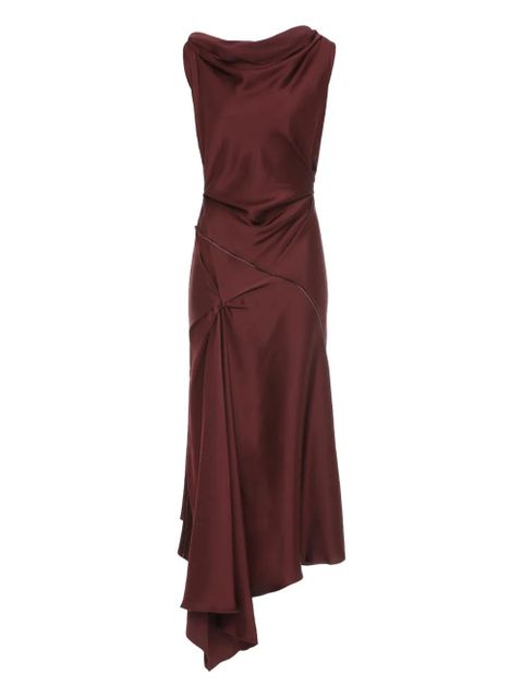 Victoria Beckham Posy asymmetrical drape midi dress - Red - zdjęcie produktu nr 1