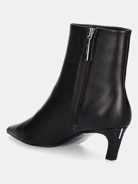 Calvin Klein botki skórzane ESS KITTEN HEEL ANKLE BOOT kolor brązowy na szpilce HW0HW02586