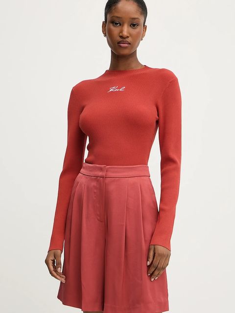 Karl Lagerfeld sweter damski kolor pomarańczowy lekki A3W18025 - zdjęcie produktu nr 1