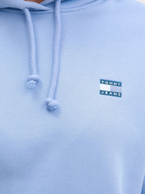 Tommy Jeans bluza bawełniana damska kolor niebieski z kapturem DW0DW19414