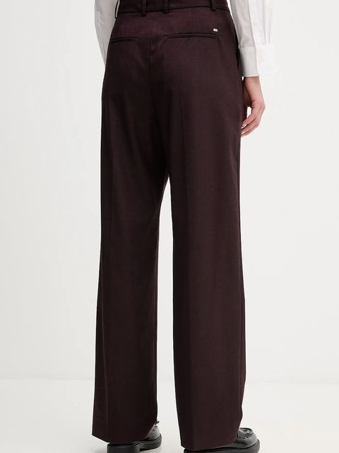 Tommy Hilfiger spodnie damskie kolor bordowy szerokie high waist WW0WW48358