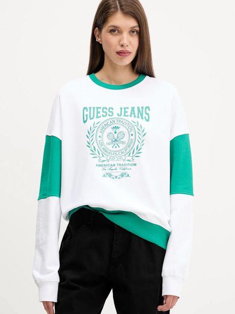 Guess Jeans bluza bawełniana damska kolor biały z nadrukiem W5YQ20 K68I4 - zdjęcie produktu nr 1