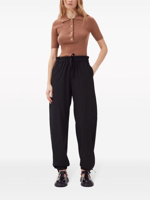 GANNI drawstring-waist trousers - Black
