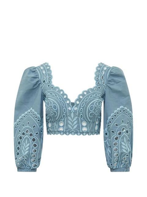 Charo Ruiz Ibiza Luna broderie-anglaise top - Blue - zdjęcie produktu nr 1