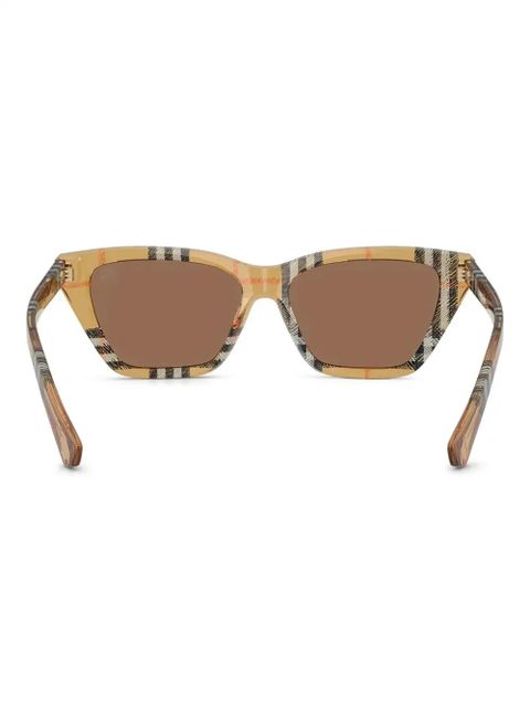Burberry Eyewear tartan-pattern geometric-frame sunglasses - Neutrals