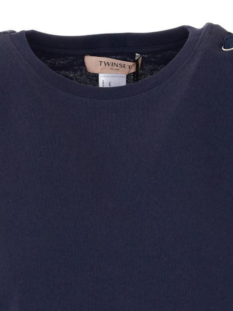 TWINSET tie-detail crew-neck T-shirt - Blue