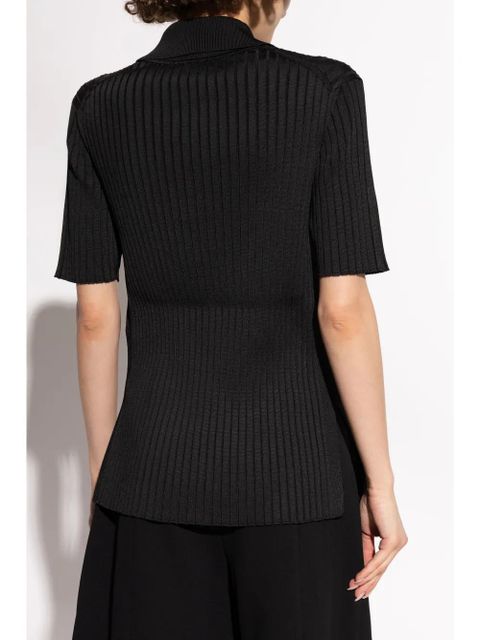 Jil Sander ribbed polo top - Black