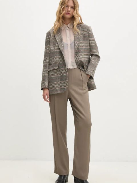 Answear.LAB marynarka kolor szary jednorzędowa wzorzysta