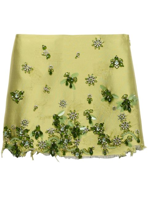 Prada crystal-embellished mini skirt - Green - zdjęcie produktu nr 1