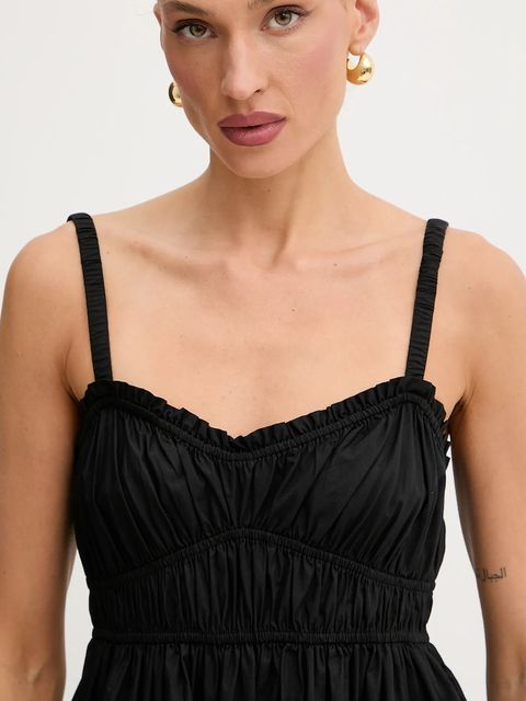 BOSS Orange sukienka bawełniana kolor czarny maxi rozkloszowana 50537919