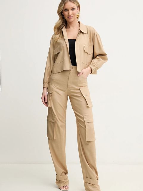 Simona Corsellini spodnie damskie kolor zielony proste high waist P25CPPA017 - zdjęcie produktu nr 2