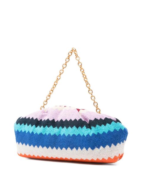 Missoni zigzag-woven chain-strap clutch bag - Blue