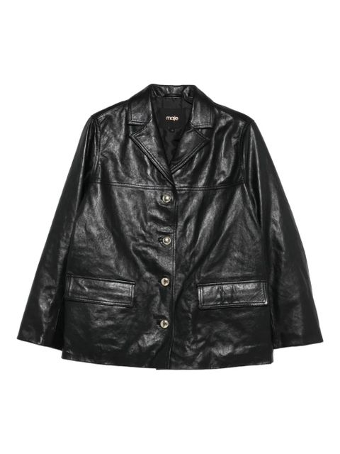 Maje single-breasted leather blazer - Black - zdjęcie produktu nr 1