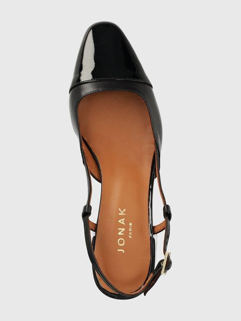 Jonak czółenka skórzane DHAPOPY kolor czarny na słupku 3400196