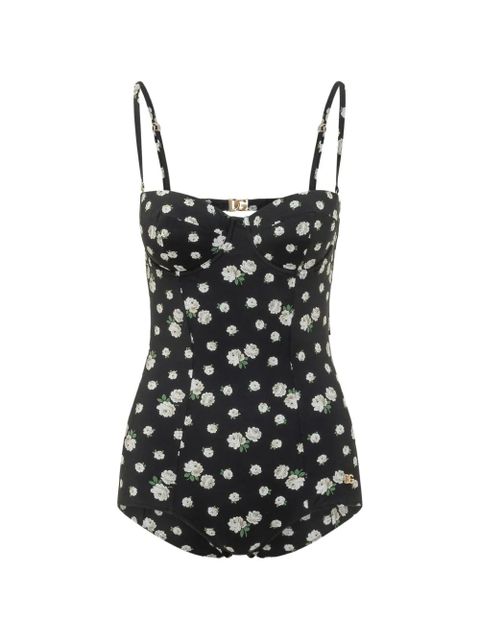 Dolce & Gabbana floral-print DG logo swimsuit - Black - zdjęcie produktu nr 1