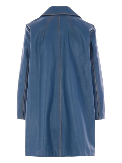 Chloé button-fastening leather coat - Blue