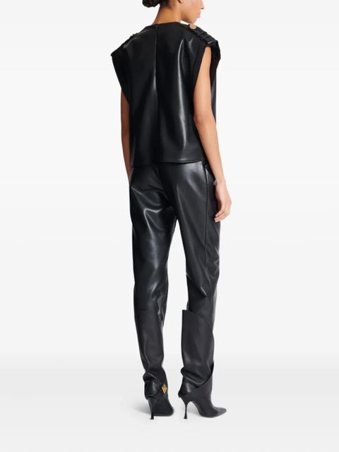 Balmain faux-leather draped top - Black
