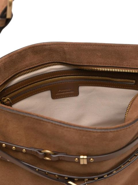 PINKO studded-strap logo-details shoulder bag - Brown